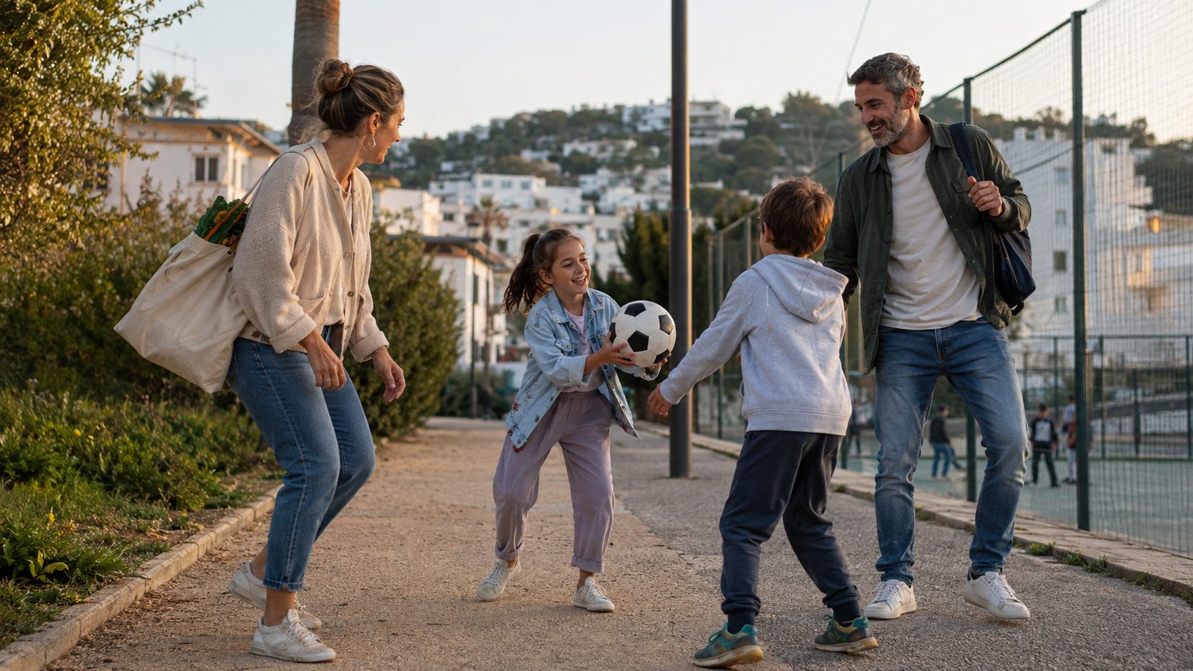 Family living in Estepona after football and volleyball practice